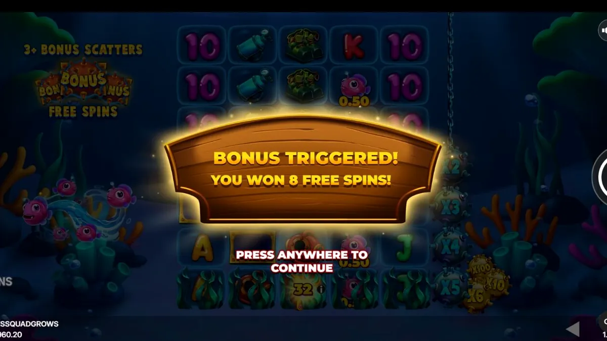 Fishin’ Madness Quadgrows underwater slot interface